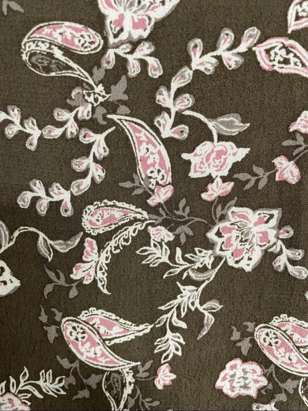 Garnet Hill Bohemian Pocket Detail Drop Waist Dress Olive Green Floral Print 8